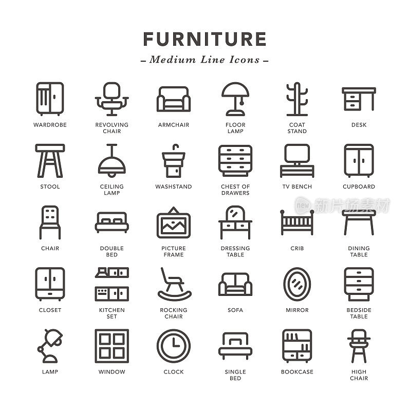 Furniture - Medium Line Icons